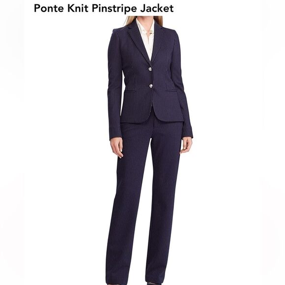 Lauren Ralph Lauren Navy Ponte Knit Pinstripe Jacket - XL - $195 - NEW! - Picture 15 of 15